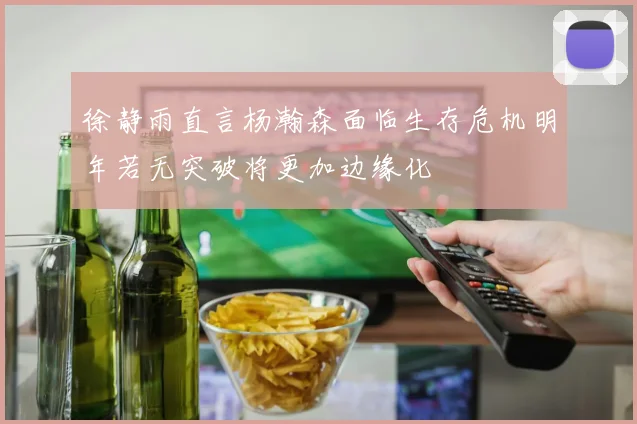 徐静雨直言杨瀚森面临生存危机明年若无突破将更加边缘化